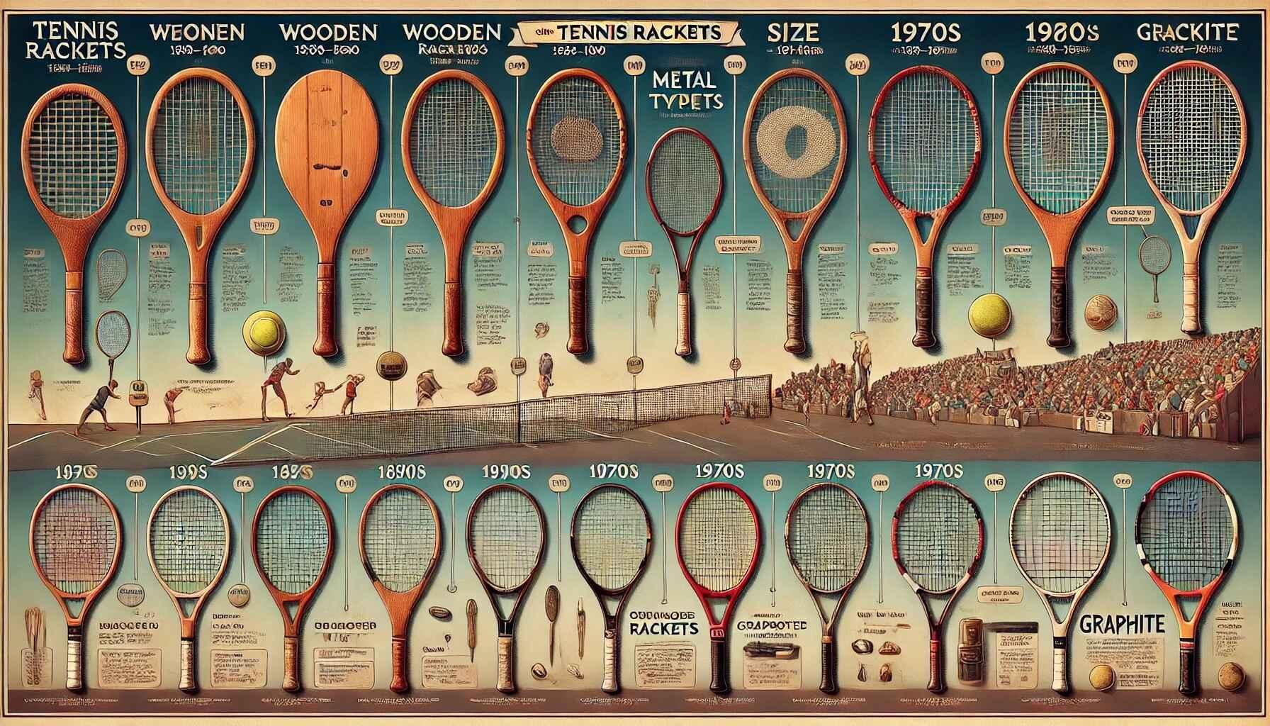 an image depicting the evolution of tennis racquet