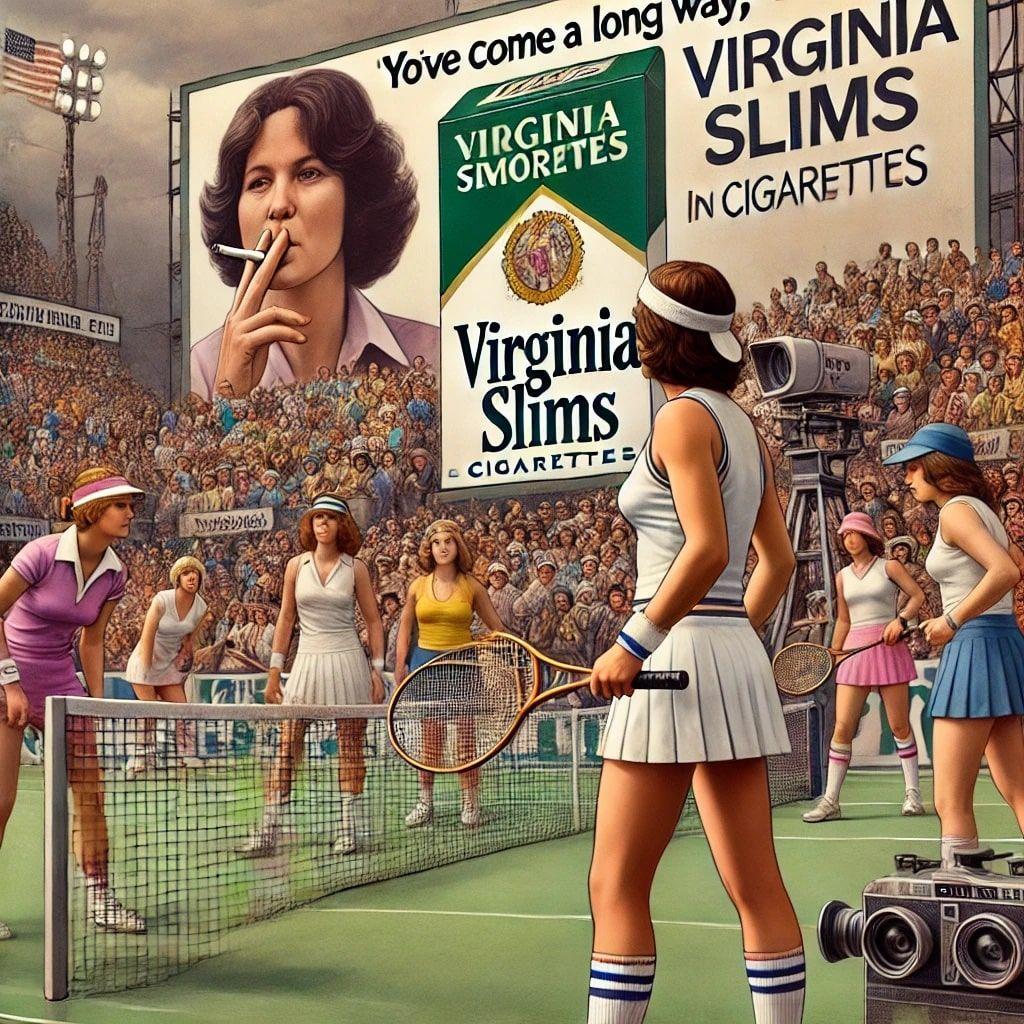 An image of the early days of the Virginia Slims WTA tennis tour